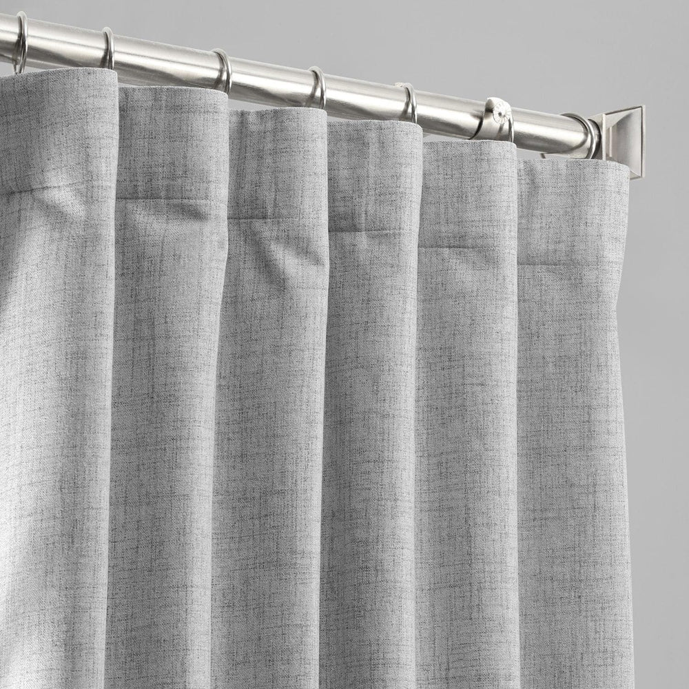 Millennial Grey Thermal Cross Linen Weave Blackout Curtain