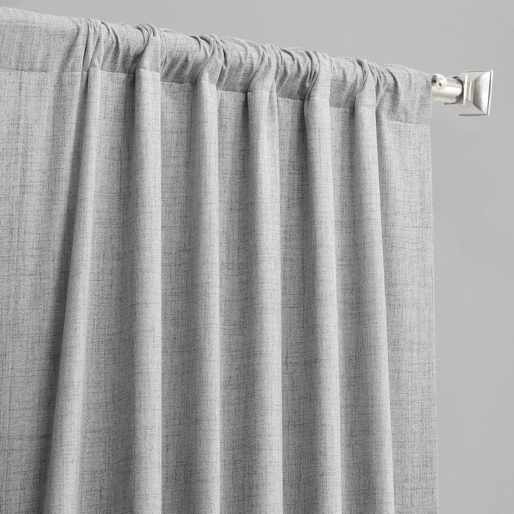 Millennial Grey Thermal Cross Linen Weave Blackout Curtain