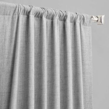 Millennial Grey Thermal Cross Linen Weave Blackout Curtain