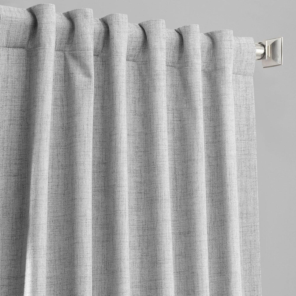 Millennial Grey Thermal Cross Linen Weave Blackout Curtain
