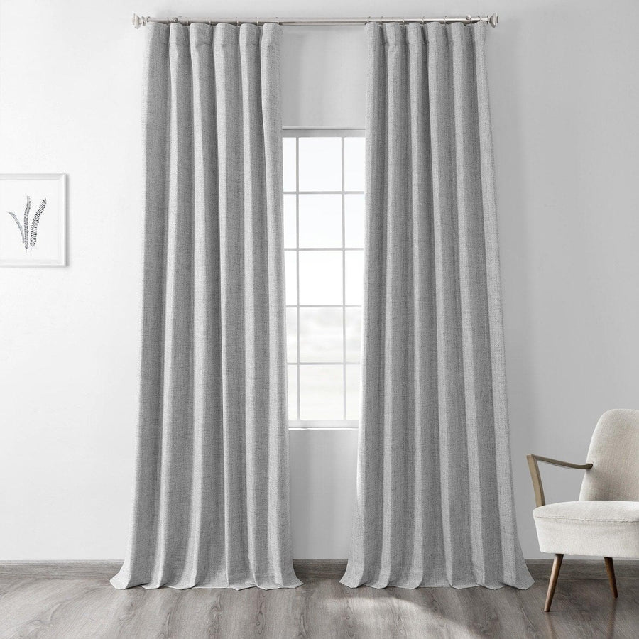 Millennial Grey Thermal Cross Linen Weave Blackout Curtain