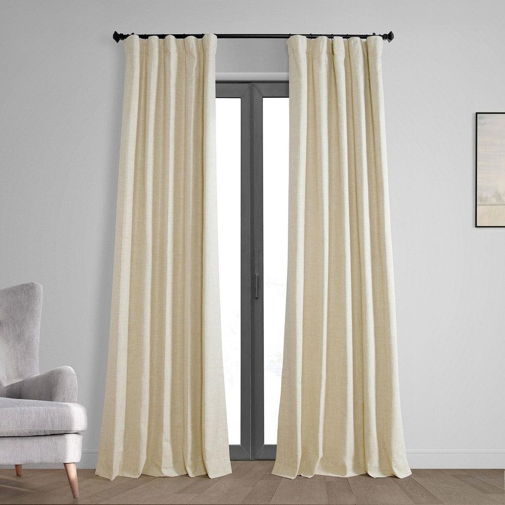 Natural Light Beige Thermal Cross Linen Weave Blackout Curtain - HalfPriceDrapes.com