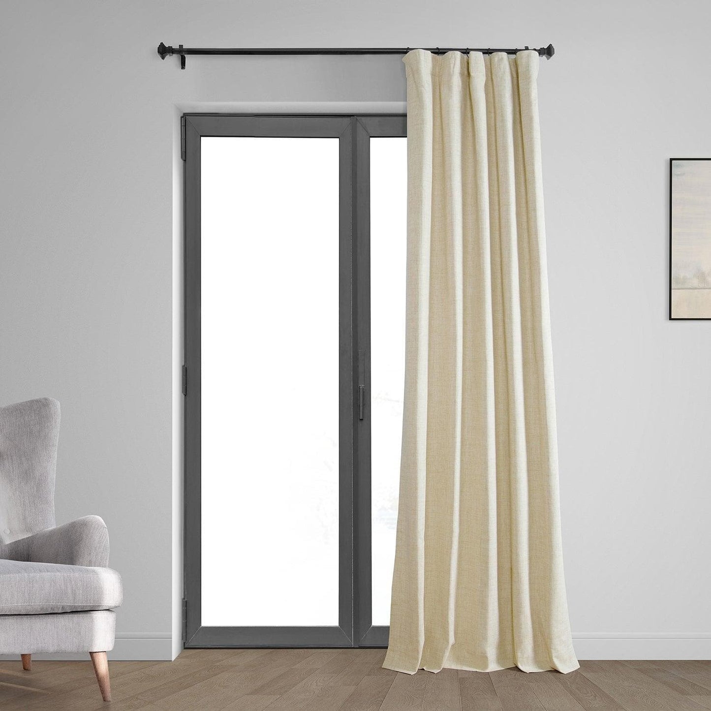 Natural Light Beige Thermal Cross Linen Weave Blackout Curtain - HalfPriceDrapes.com