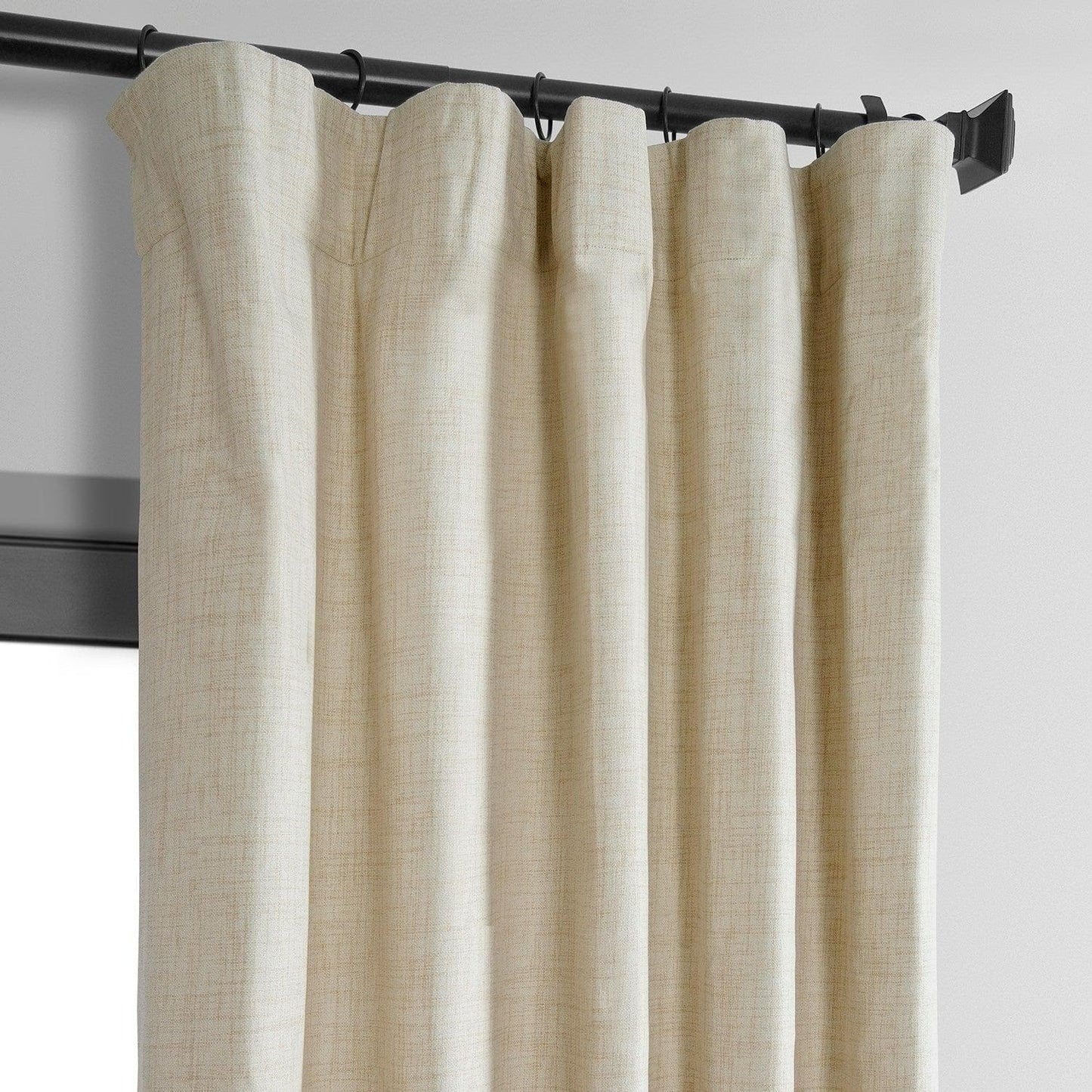 Natural Light Beige Thermal Cross Linen Weave Blackout Curtain - HalfPriceDrapes.com