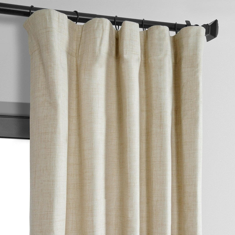 Natural Light Beige Thermal Cross Linen Weave Blackout Curtain - HalfPriceDrapes.com
