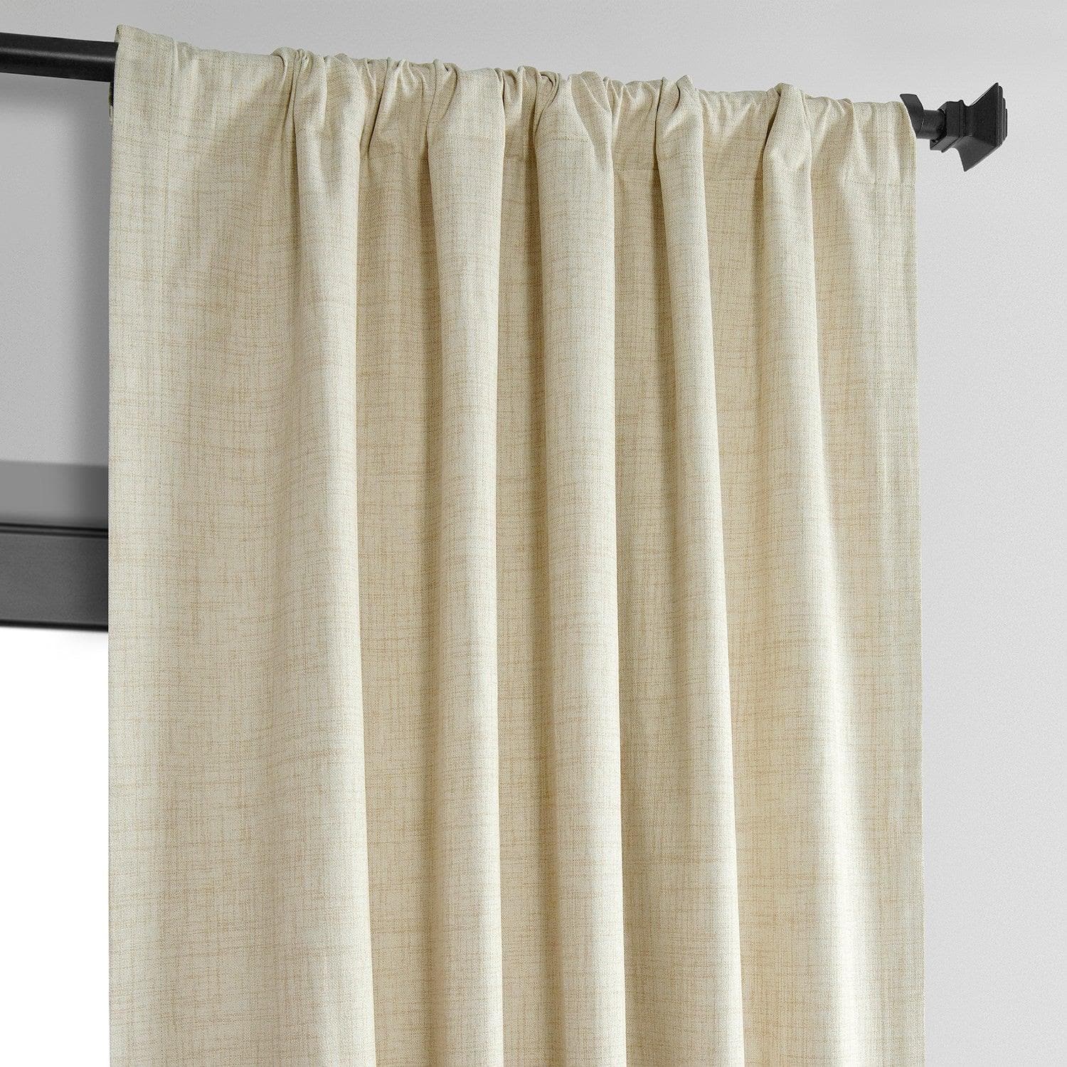 Natural Light Beige Thermal Cross Linen Weave Blackout Curtain - HalfPriceDrapes.com