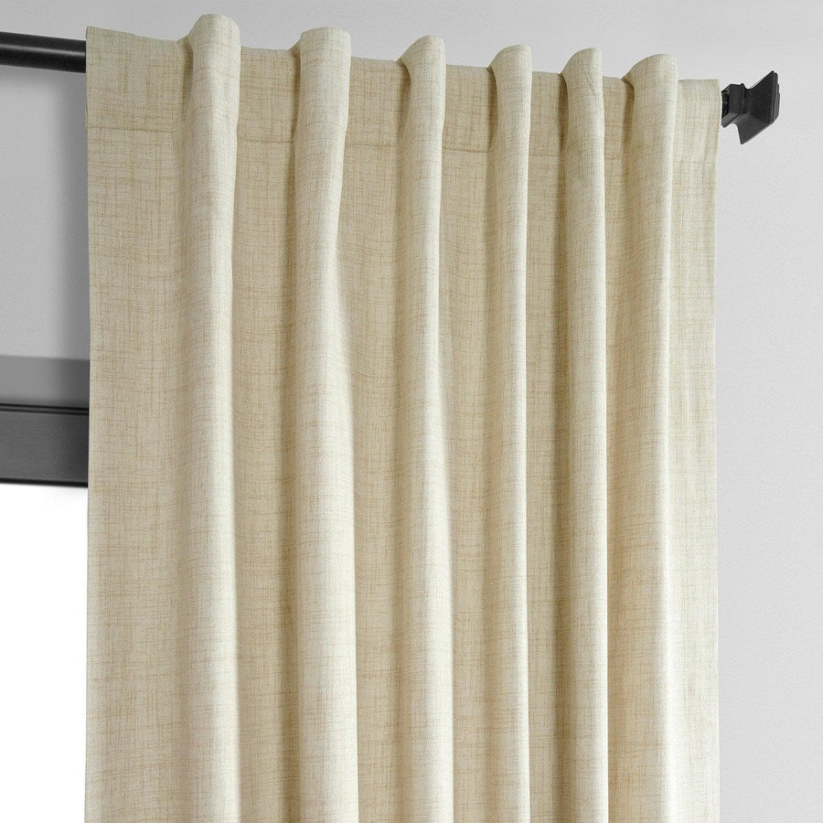 Natural Light Beige Thermal Cross Linen Weave Blackout Curtain - HalfPriceDrapes.com