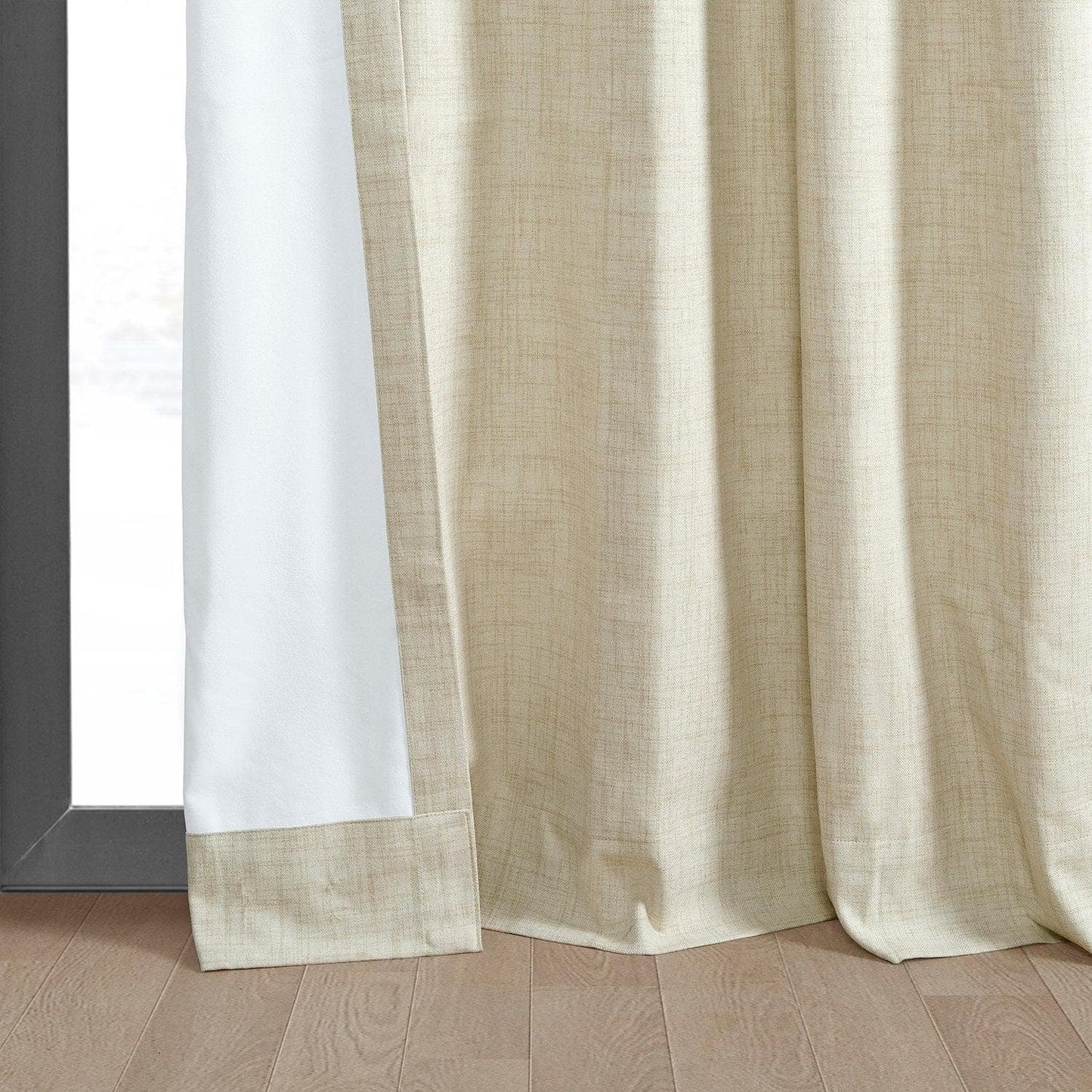 Natural Light Beige Thermal Cross Linen Weave Blackout Curtain - HalfPriceDrapes.com