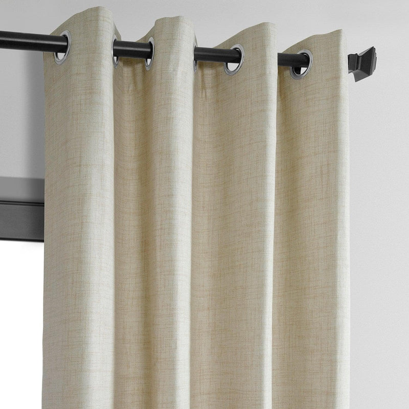 Natural Light Beige Grommet Thermal Cross Linen Weave Blackout Curtain - HalfPriceDrapes.com