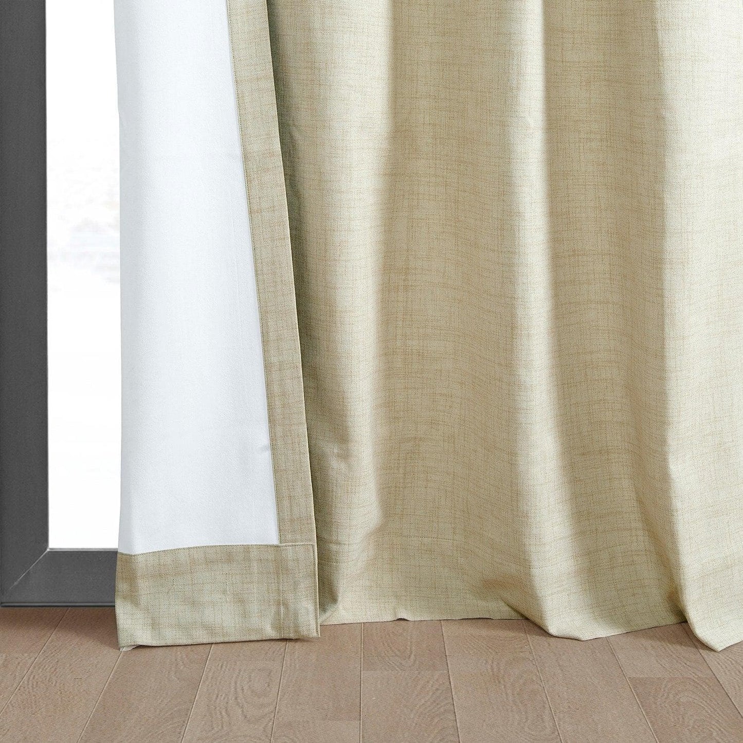 Natural Light Beige Grommet Thermal Cross Linen Weave Blackout Curtain - HalfPriceDrapes.com