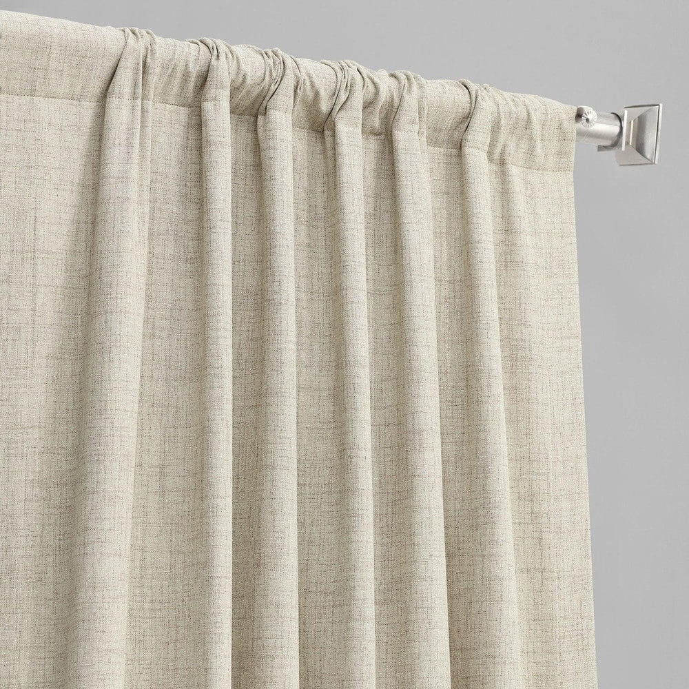 Toasted Tan Thermal Cross Linen Weave Blackout Curtain