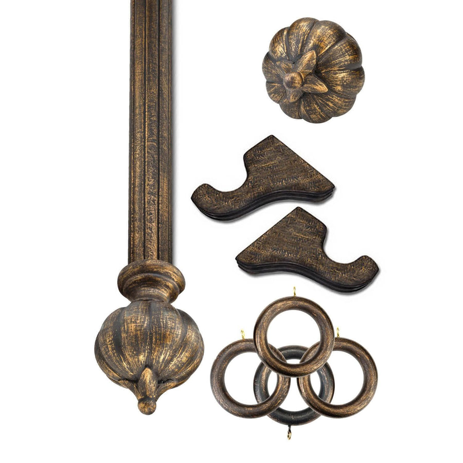 Sofia Antique Bronze Prepacked Wooden Rod Set
