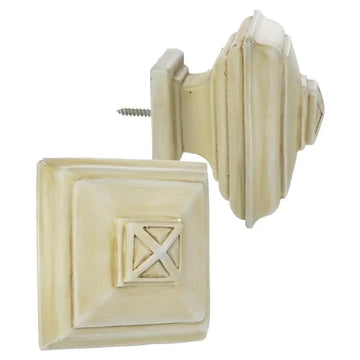 Square Achitectural Sun Bleached Linen Prepacked Wooden Rod Set