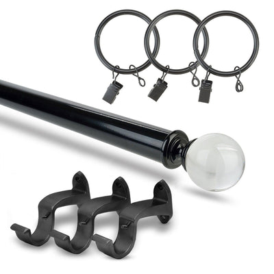 Glass Ball Gloss Black Extendable Metal Rod Set