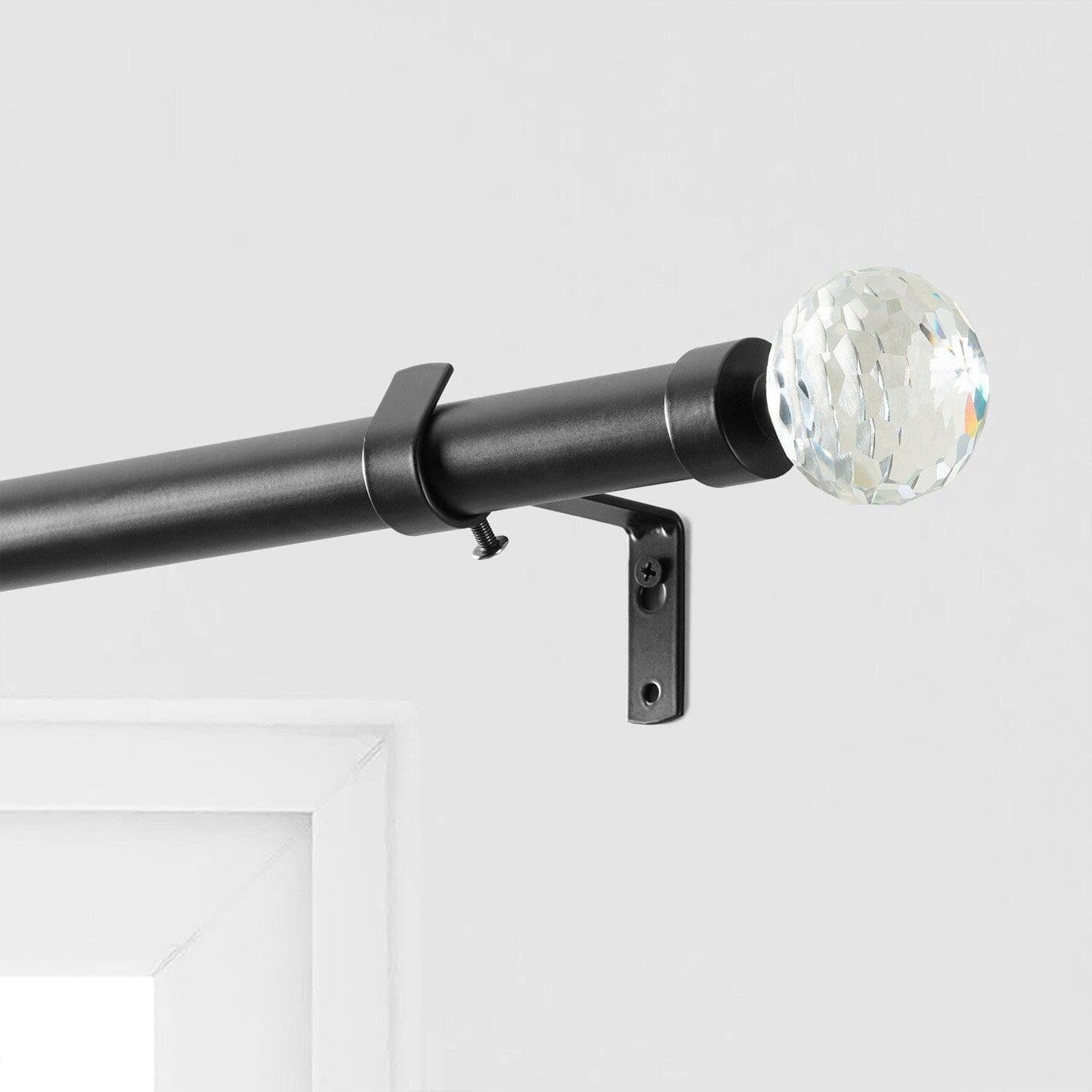 Glass Sphere Prism Matte Black Extendable Metal Rod Set - HalfPriceDrapes.com