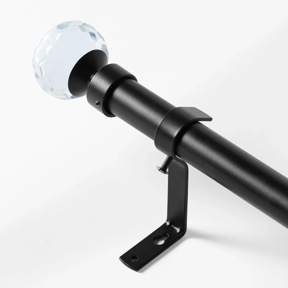 Glass Sphere Prism Matte Black Extendable Metal Rod Set - HalfPriceDrapes.com