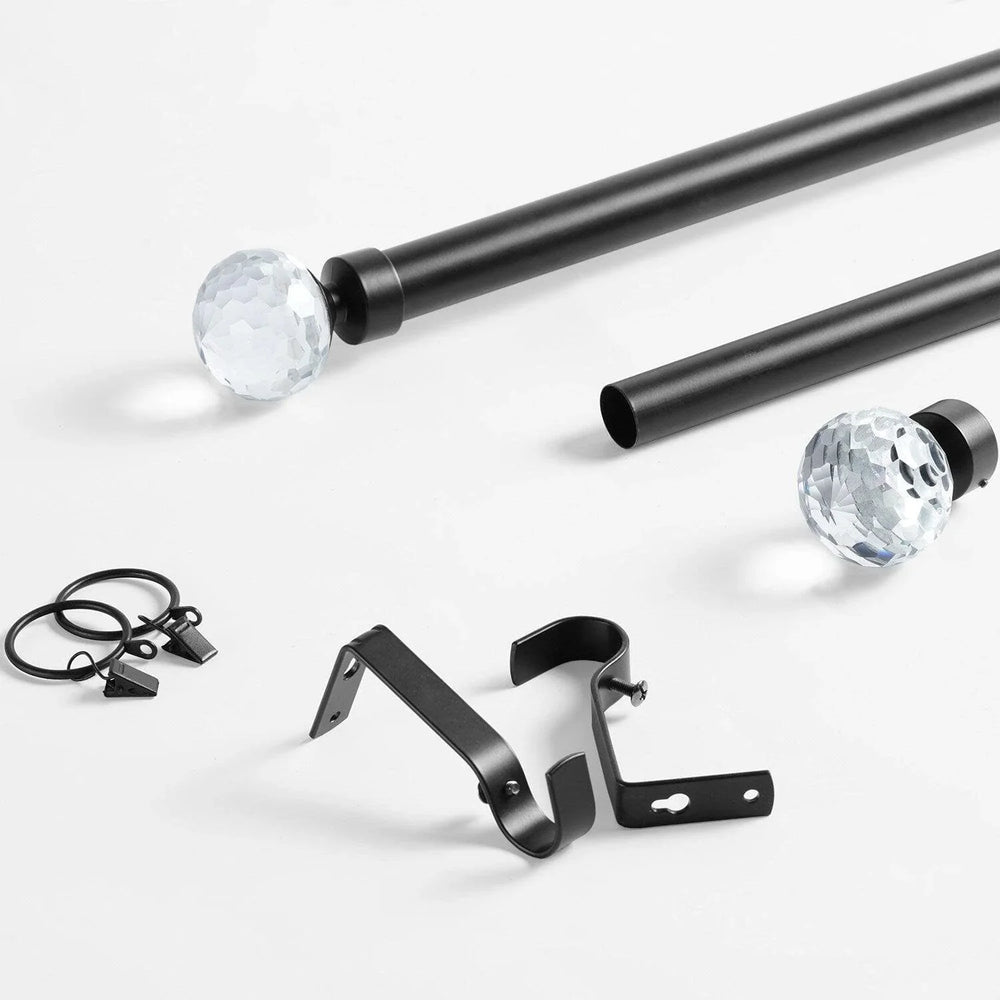 Glass Sphere Prism Matte Black Extendable Metal Rod Set - HalfPriceDrapes.com