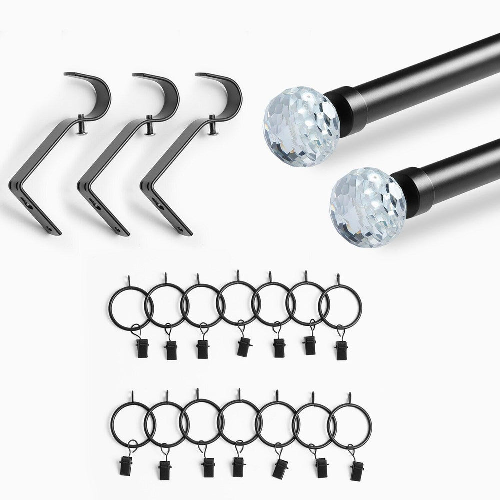 Glass Sphere Prism Matte Black Extendable Metal Rod Set - HalfPriceDrapes.com