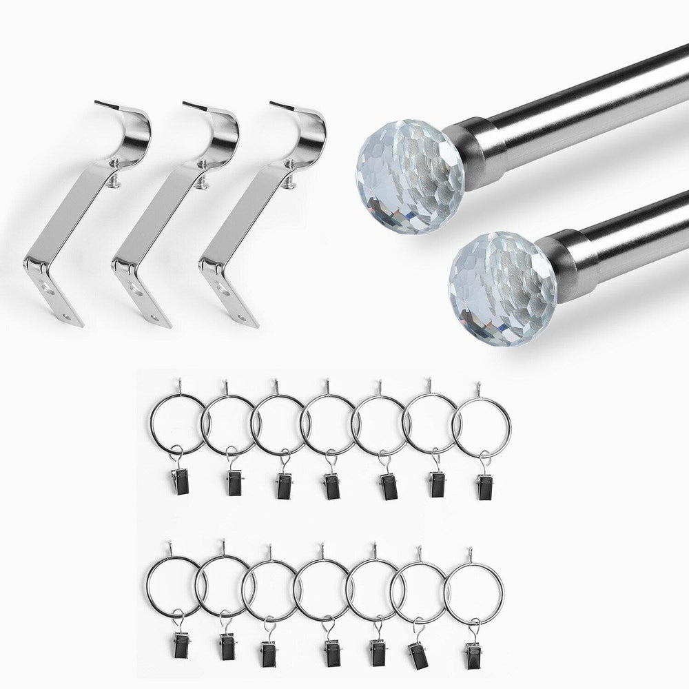 Glass Sphere Prism Nickel Extendable Metal Rod Set - HalfPriceDrapes.com