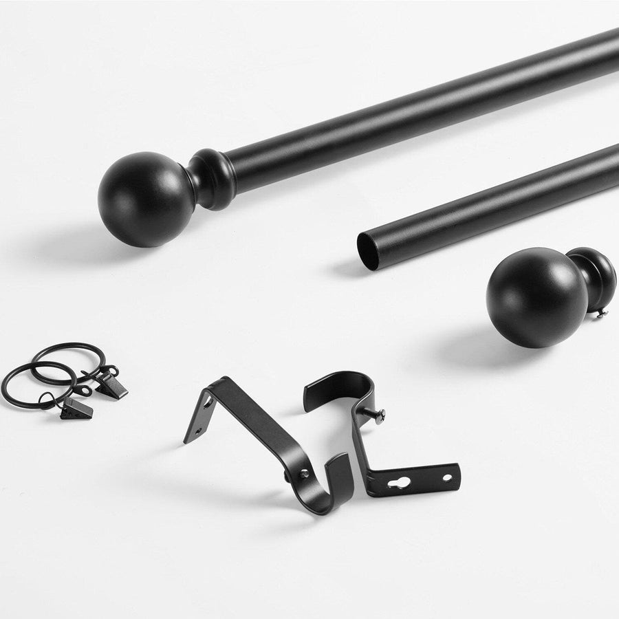 Classic Sphere Ball Matte Black Extendable Metal Rod Set - HalfPriceDrapes.com