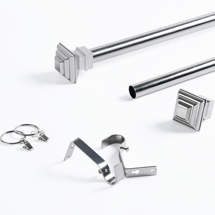 Modern Square Nickel Extendable Metal Rod Set - HalfPriceDrapes.com