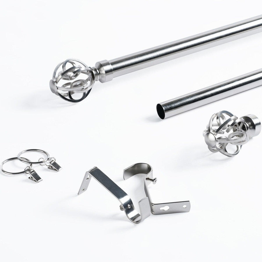 Modern Orb Nickel Extendable Metal Rod Set - HalfPriceDrapes.com