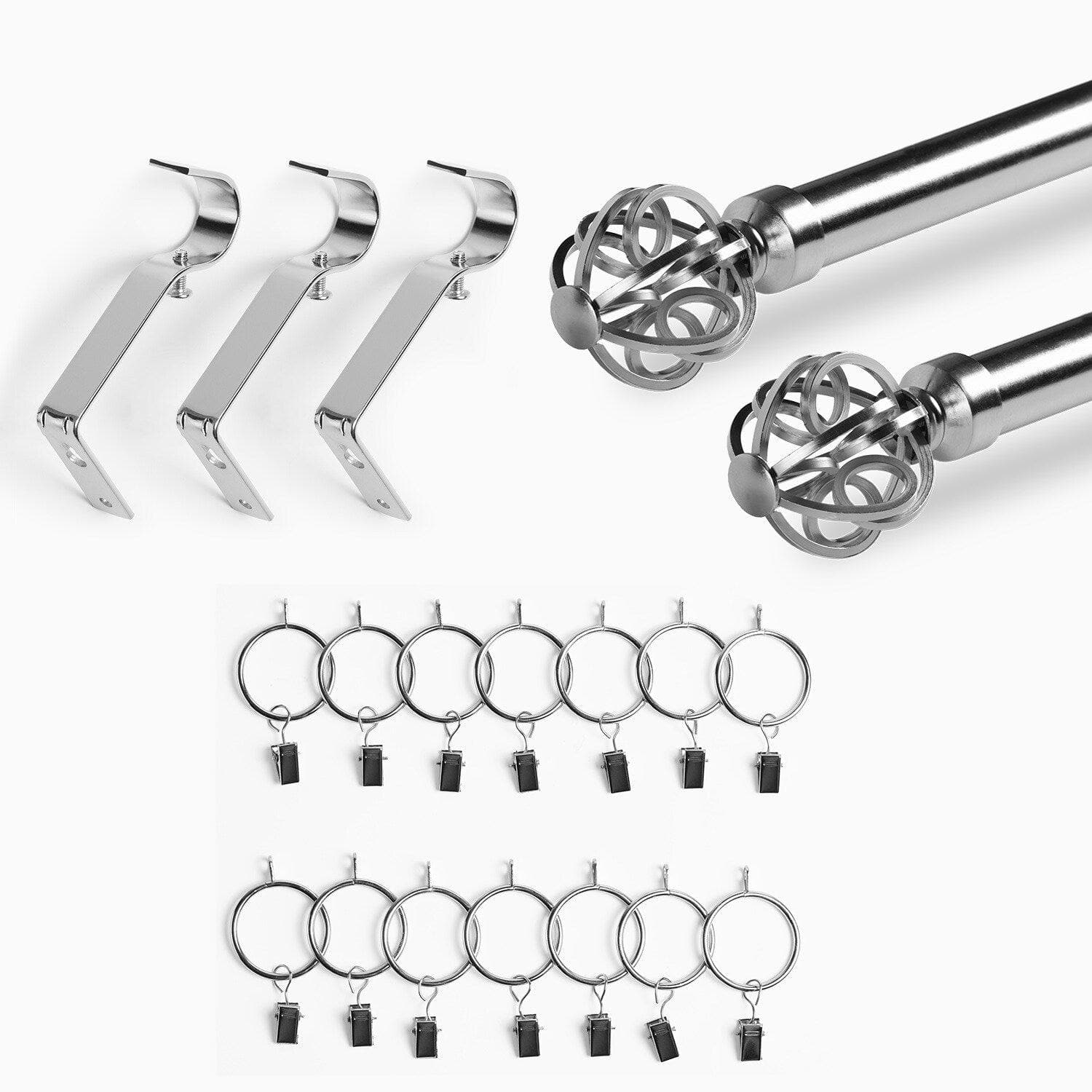 Modern Orb Nickel Extendable Metal Rod Set - HalfPriceDrapes.com