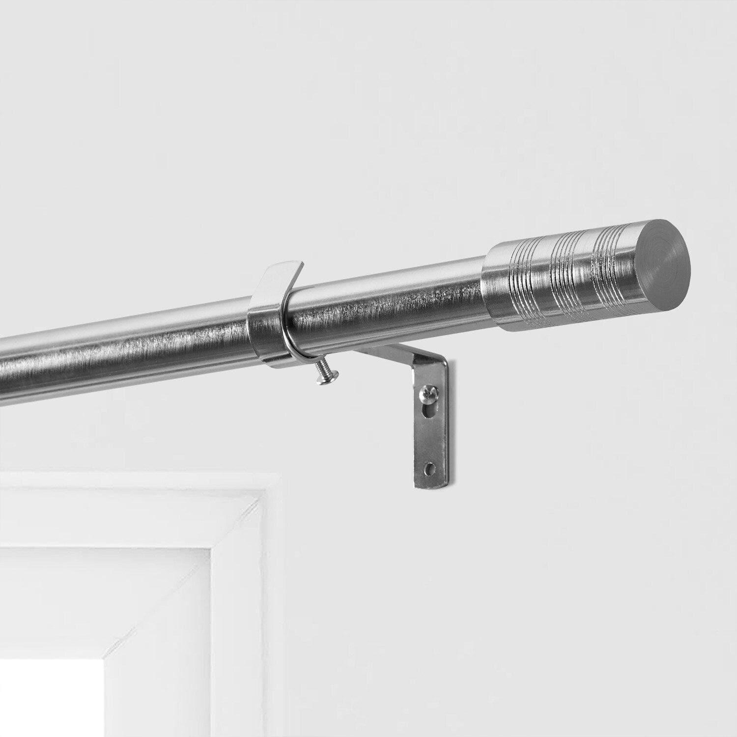 Modern Barrel Nickel Extendable Metal Rod Set - HalfPriceDrapes.com