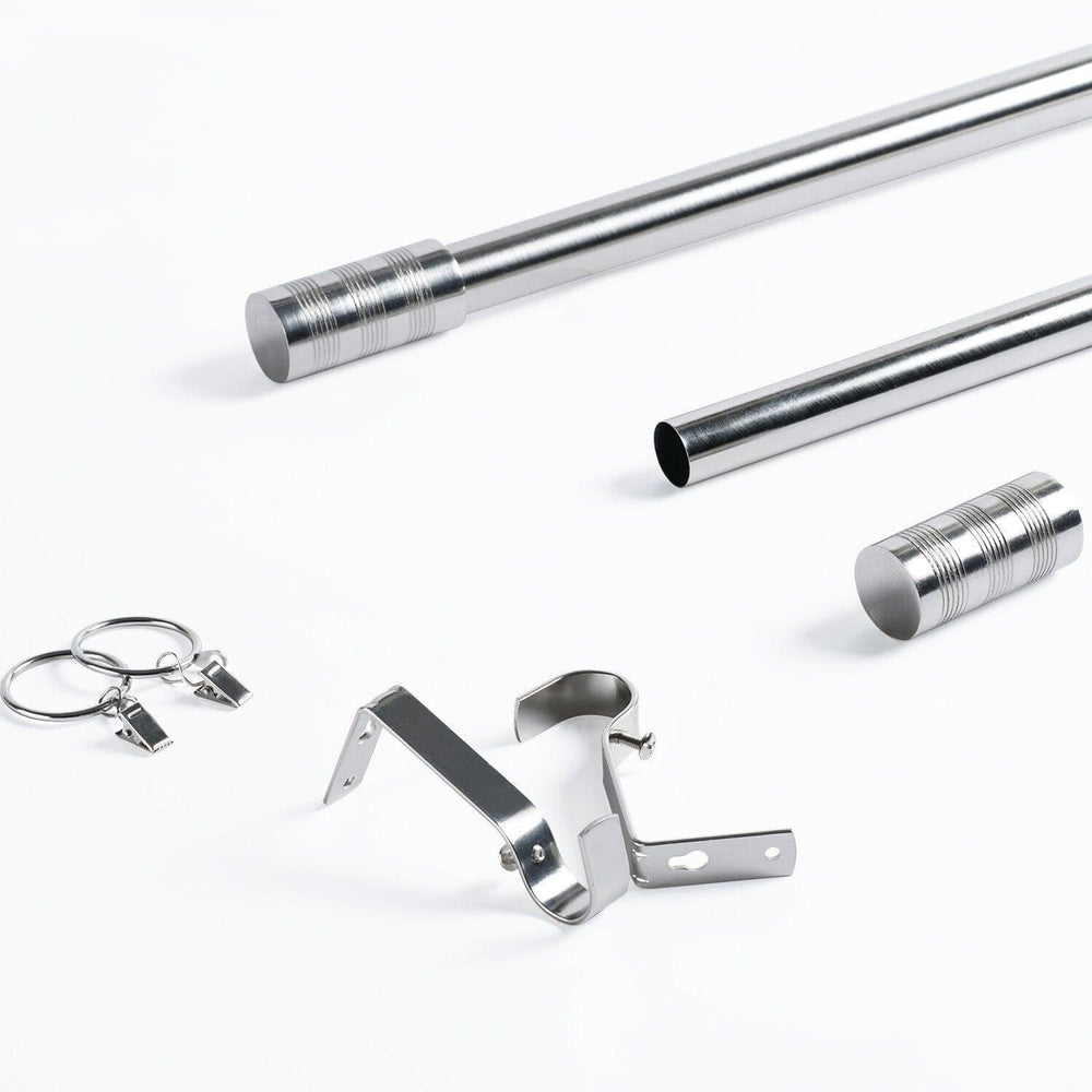 Modern Barrel Nickel Extendable Metal Rod Set - HalfPriceDrapes.com