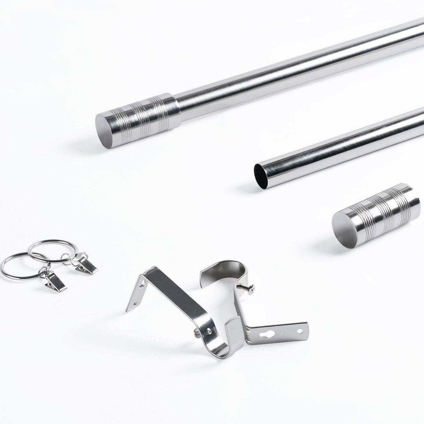 Modern Barrel Nickel Extendable Metal Rod Set - HalfPriceDrapes.com