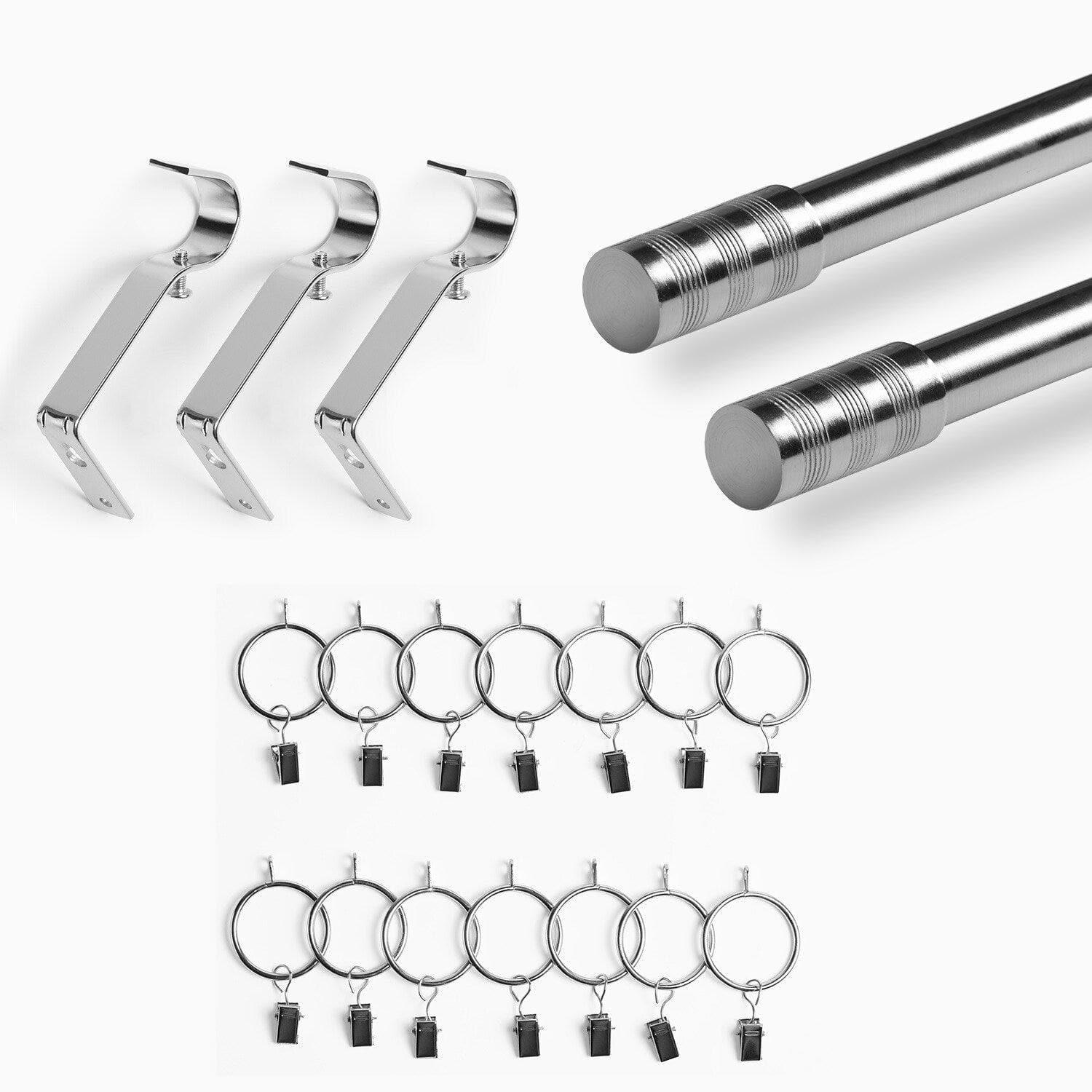Modern Barrel Nickel Extendable Metal Rod Set - HalfPriceDrapes.com