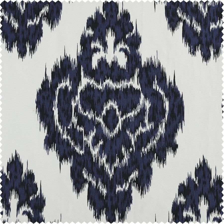 Ikat Blue Printed Cotton Custom Curtain - HalfPriceDrapes.com