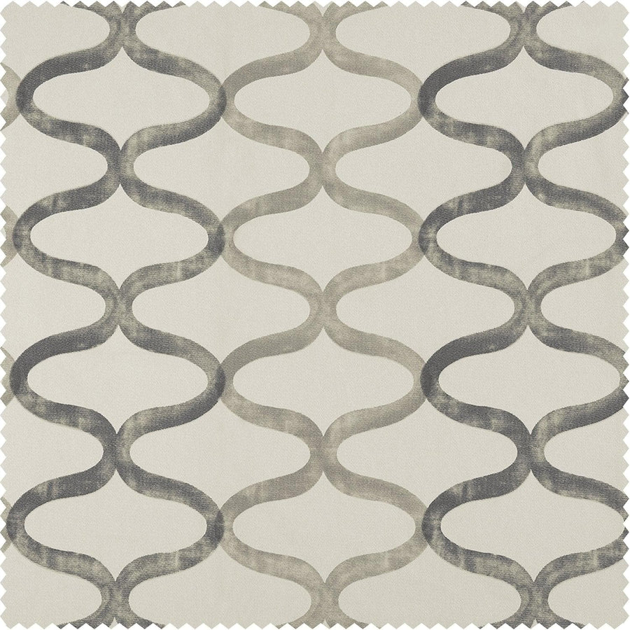 Illusions Silver Grey Printed Cotton Custom Curtain - HalfPriceDrapes.com