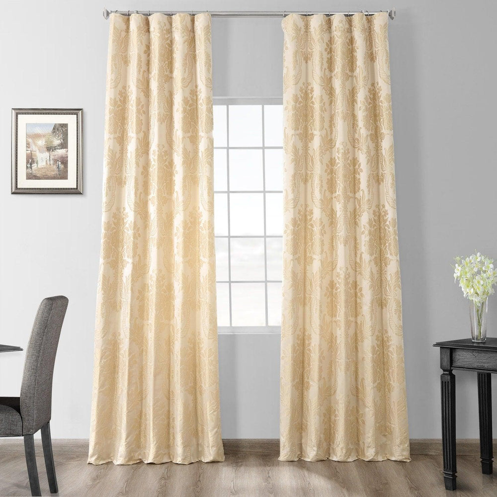 Magdelena Champagne Beige Faux Silk Jacquard Curtain