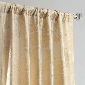 Magdelena Champagne Beige Faux Silk Jacquard Curtain