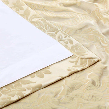 Magdelena Champagne Beige Faux Silk Jacquard Curtain