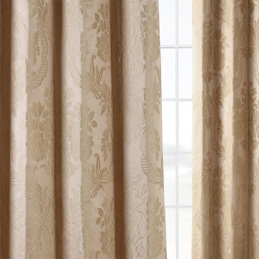 Magdelena Beige & Gold Faux Silk Jacquard Curtain - HalfPriceDrapes.com