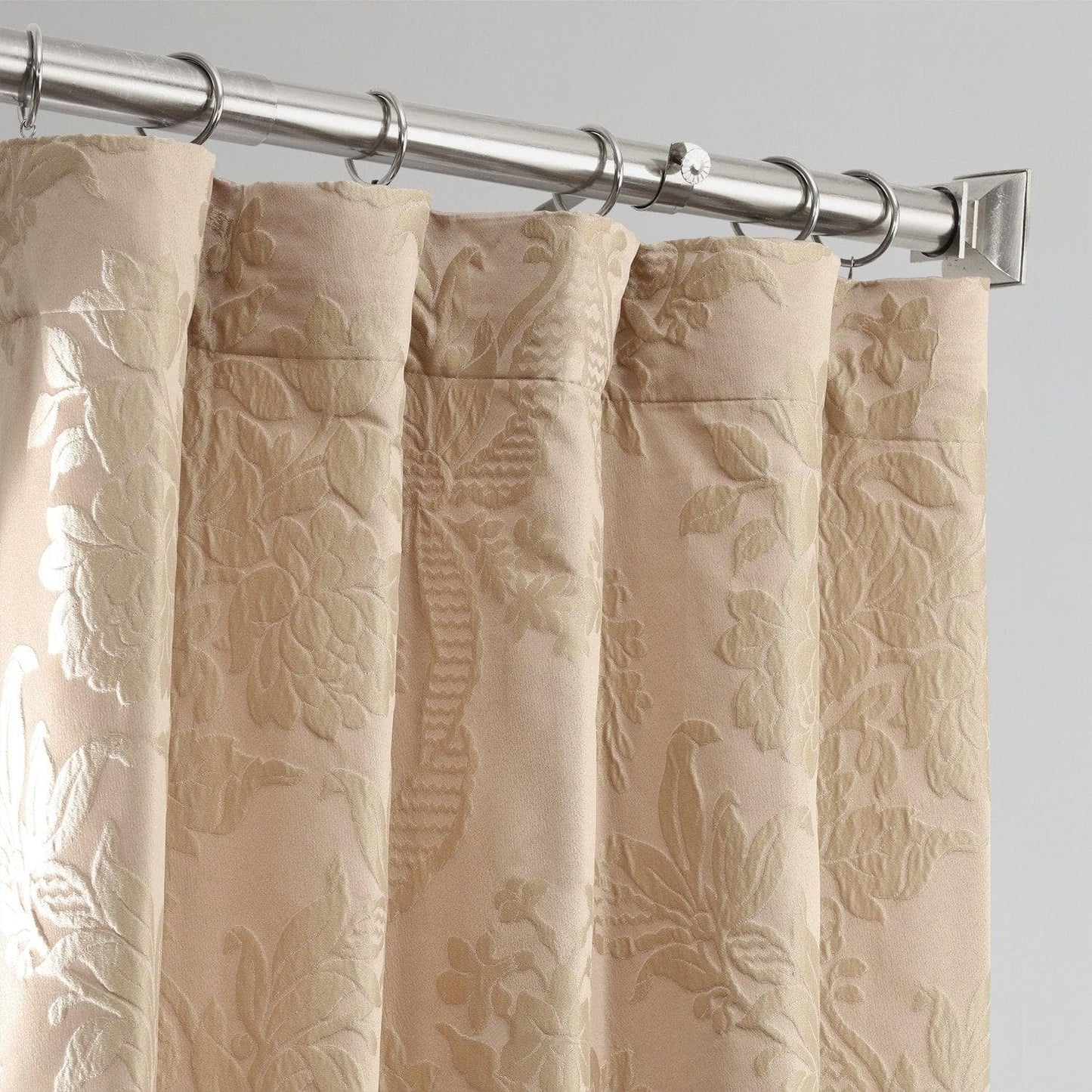 Magdelena Beige & Gold Faux Silk Jacquard Curtain