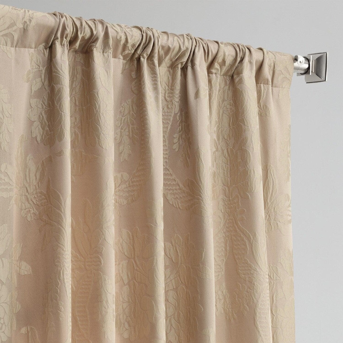 Magdelena Beige & Gold Faux Silk Jacquard Curtain