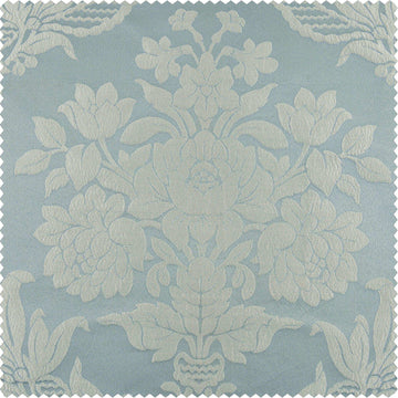 Magdelena Blue & Steel Faux Silk Jacquard Swatch - HalfPriceDrapes.com