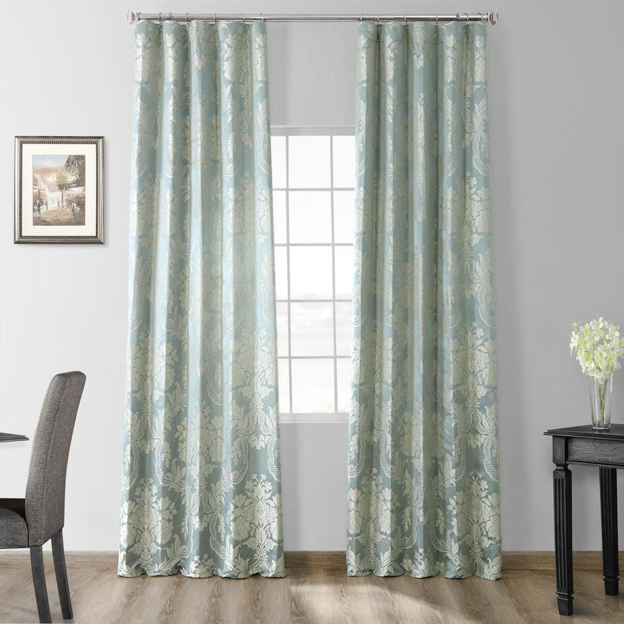 Magdelena Blue & Steel Faux Silk Jacquard Curtain