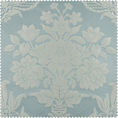 Magdelena Blue & Steel Damask Faux Silk Jacquard Custom Curtain