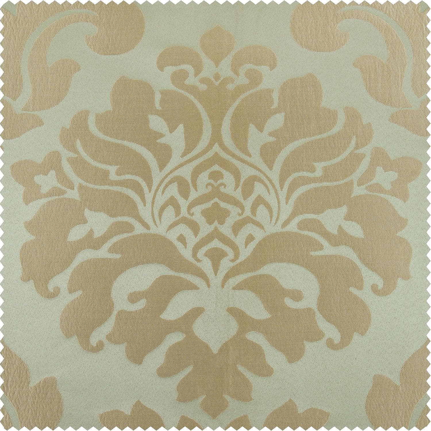 Astoria Jade & Taupe Faux Silk Jacquard Custom Curtain