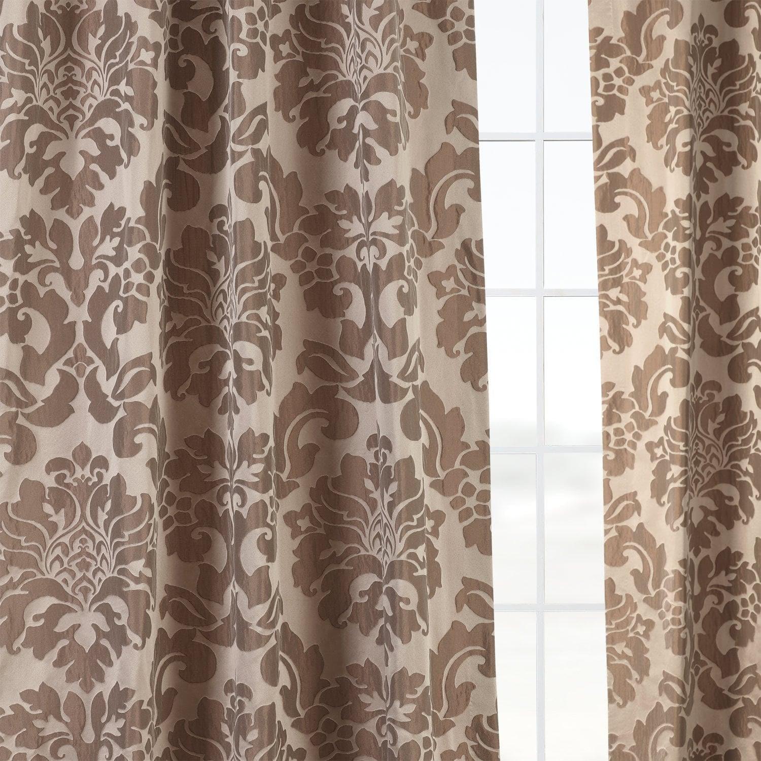 Astoria Taupe & Bronze Faux Silk Jacquard Curtain