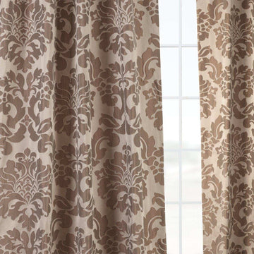 Astoria Taupe & Bronze Faux Silk Jacquard Curtain