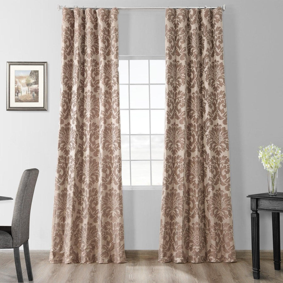 Astoria Taupe & Bronze Faux Silk Jacquard Curtain