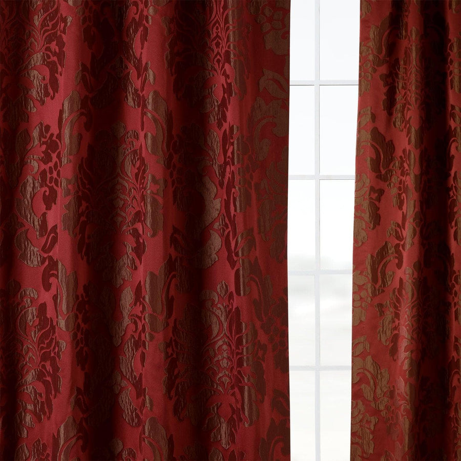 Astoria Red & Bronze Faux Silk Jacquard Curtain - HalfPriceDrapes.com