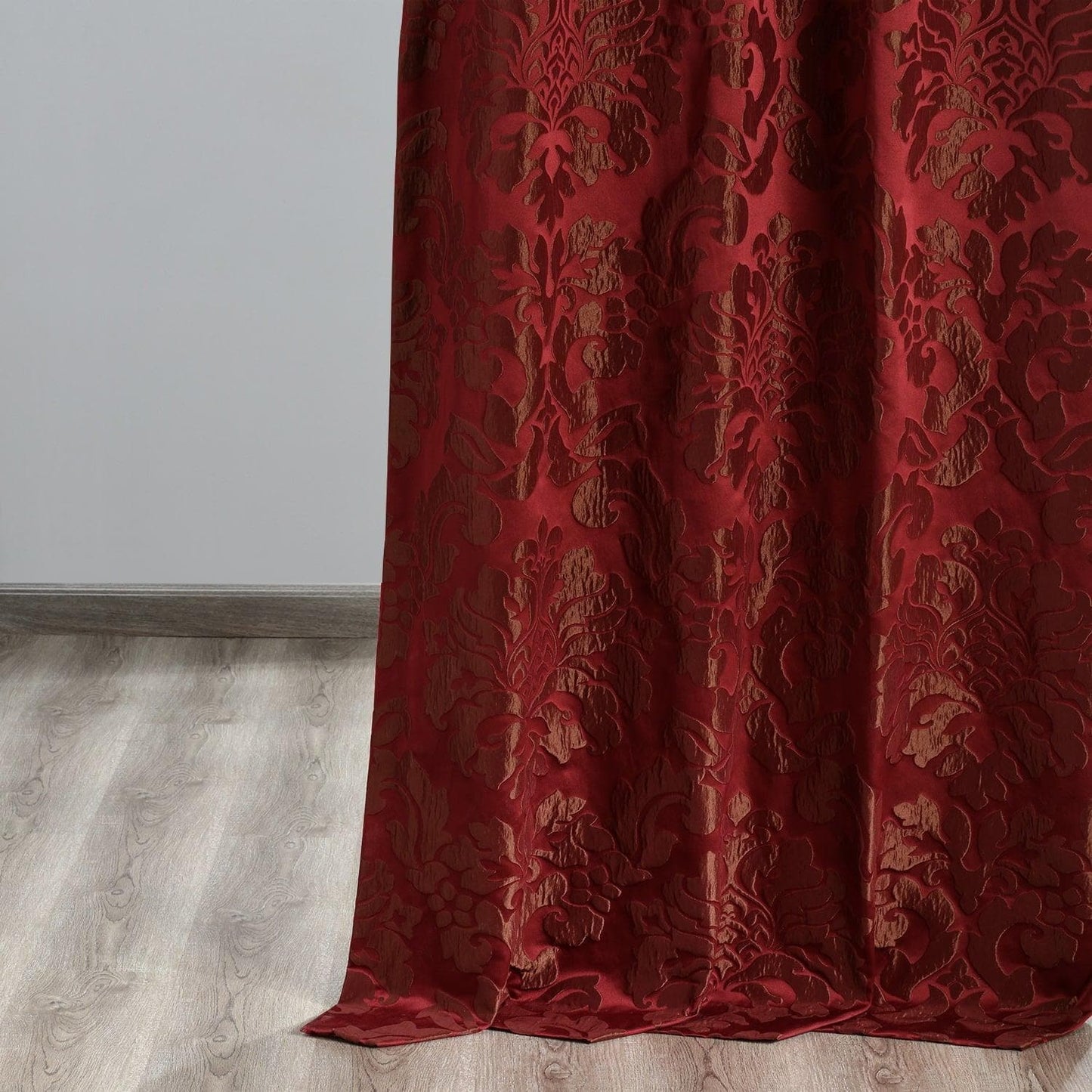 Astoria Red & Bronze Faux Silk Jacquard Curtain