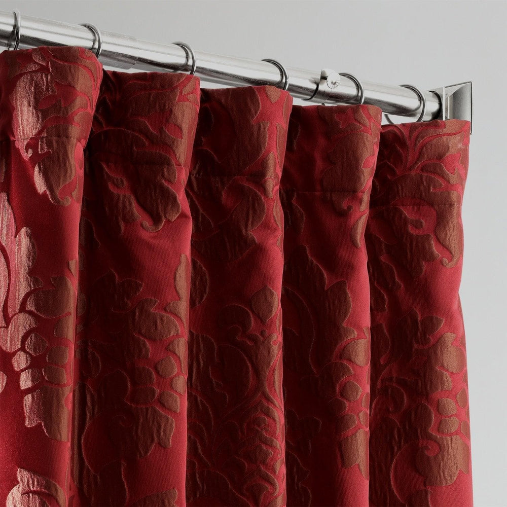 Astoria Red & Bronze Faux Silk Jacquard Curtain