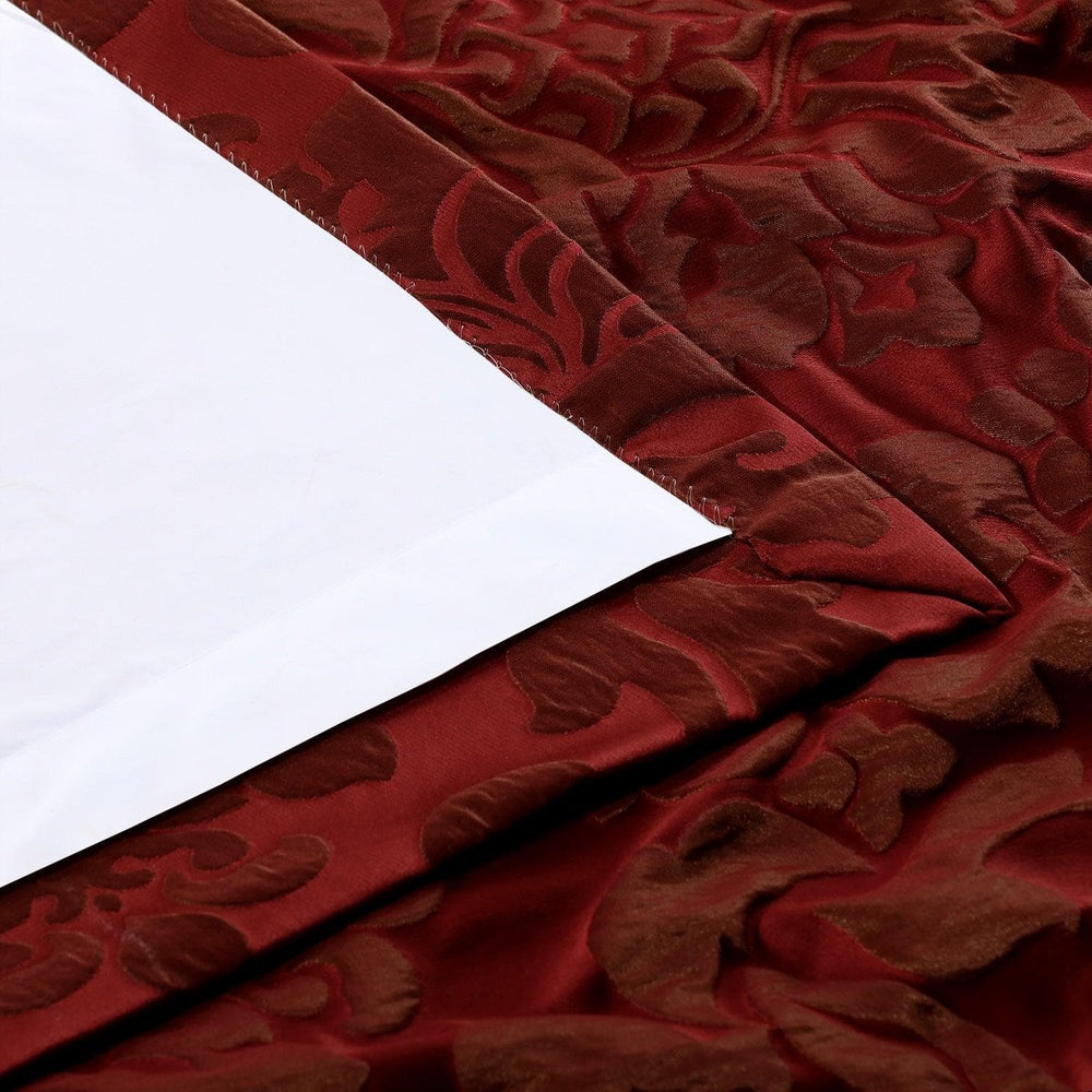 Astoria Red & Bronze Faux Silk Jacquard Curtain